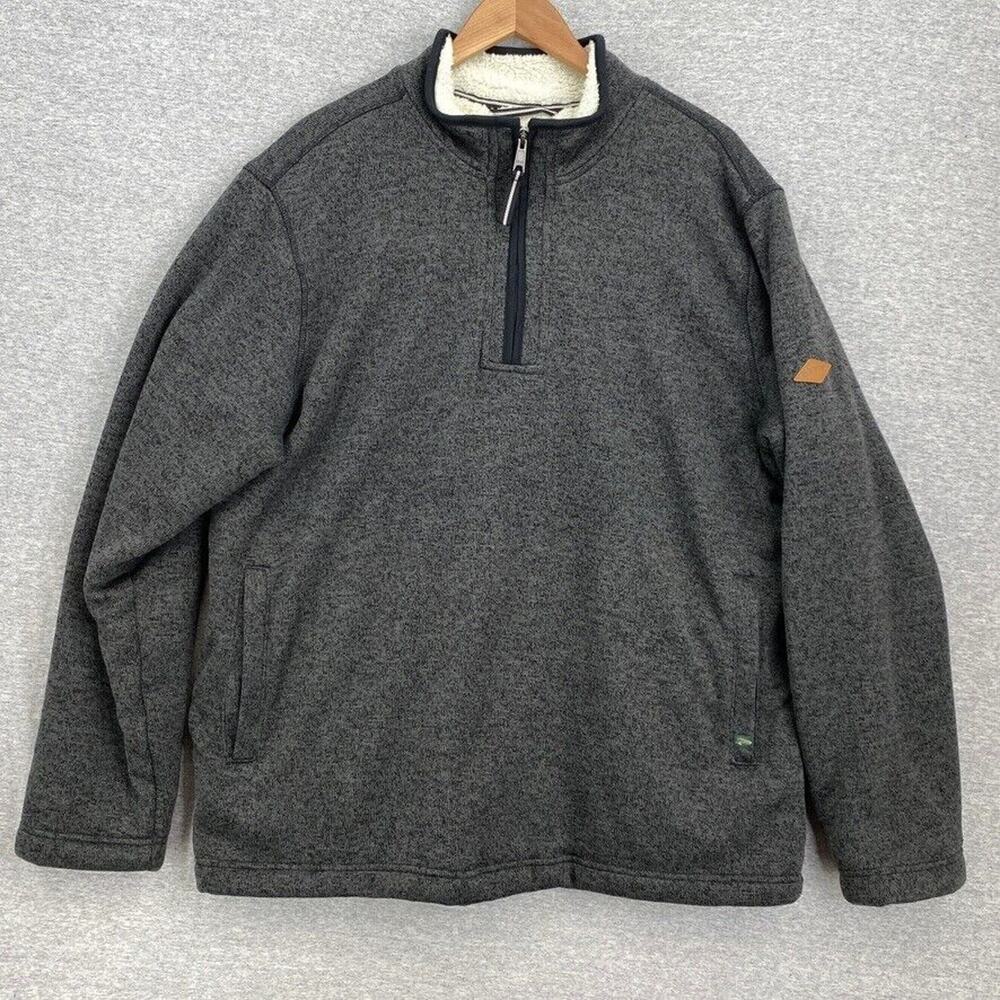 Orvis Sweatshirt Mens Extra Large Black Pullover 1/4 Zip Pockets Lined